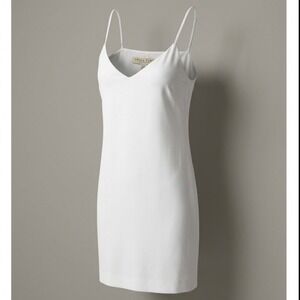 Trina Turk White Spaghetti Strap V-Neck Shift Dress Style 153314 Size L